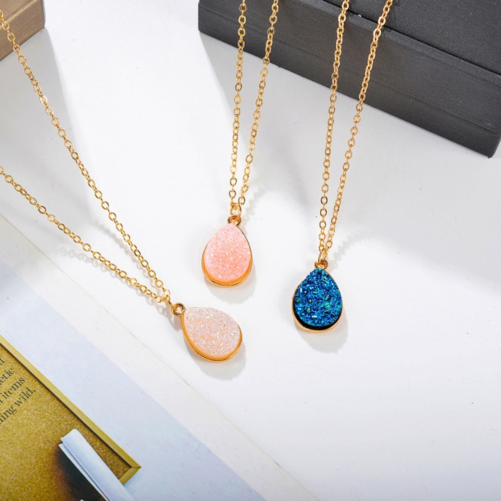 Petal Pink Crystal Druzy Pendant Necklace - Picture 2 of 4